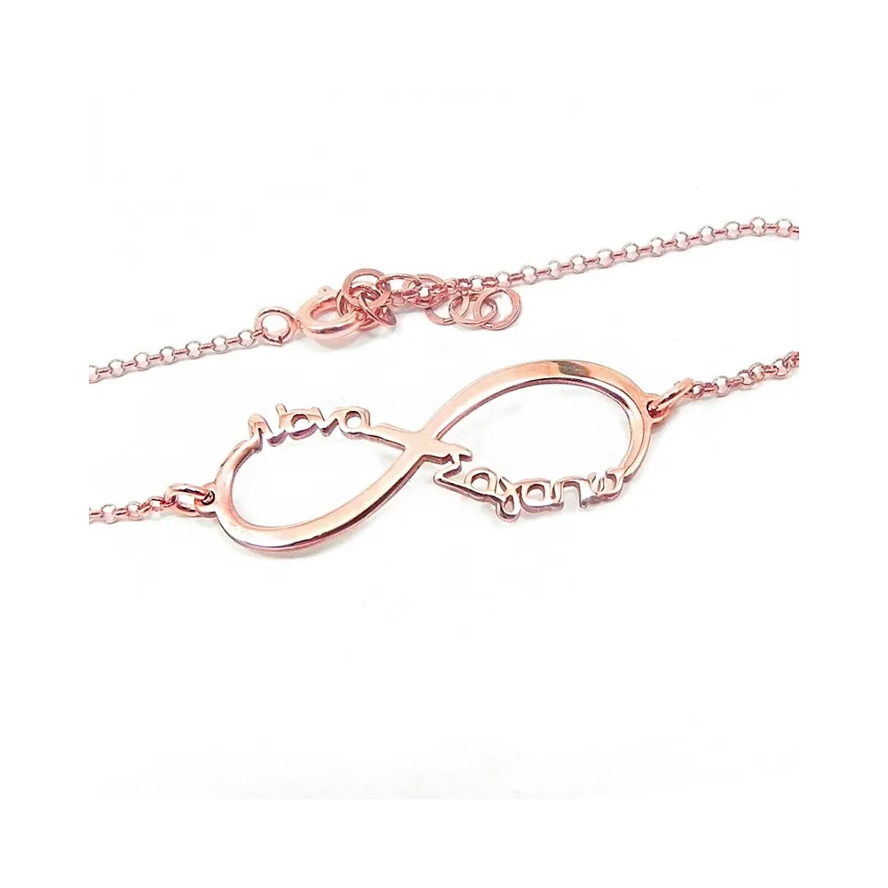 Silver rose gold plated infinity bracelet with the words "Νονά σαγαπω" Silver rose gold plated infinity bracelet with the words "Νονά σαγαπω"