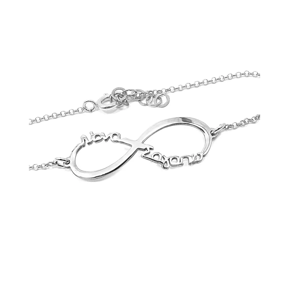Silver platinum plated infinity bracelet with the words "Νονά σαγαπω" Silver platinum plated infinity bracelet with the words "Νονά σαγαπω"