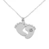 Baby feet silver necklace with 1 or 2 monograms, platinum plated Baby feet silver necklace with 1 or 2 monograms, platinum plated