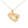 Baby feet silver necklace with monogram and swarovski, rose gold plated Baby feet silver necklace with monogram and swarovski, rose gold plated