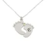 Baby feet silver necklace with monogram and swarovski, platinum plated Baby feet silver necklace with monogram and swarovski, platinum plated