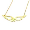 Sterling silver necklace with small monogram with wings gold plated