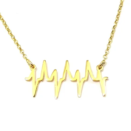Silver gold plated necklace with your heartbeat diagram