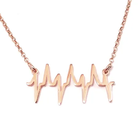 Ασημένιο ροζ επιχρυσωμένο κολιέ με το δικό σας καρδιογράφημα