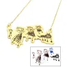 Silver gold plated necklace with your kids drawing engraved Silver gold plated necklace with your kids drawing engraved