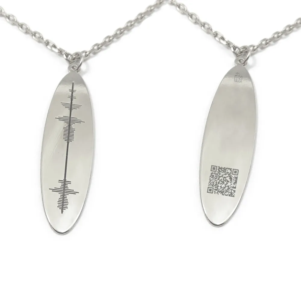 Sterling silver soundwave necklace, personalized waveform necklace