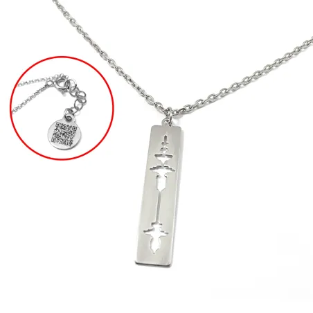 Sterling silver cut soundwave necklace, personalized waveform necklace