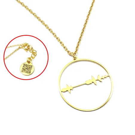 Gold plated sterling silver cut soundwave necklace, personalized waveform necklace