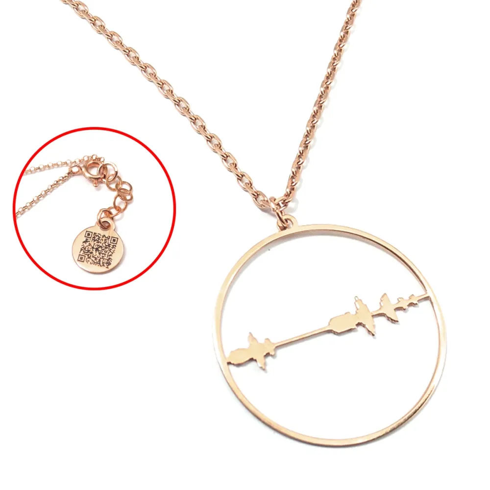 Rose gold plated sterling silver cut soundwave necklace, personalized waveform necklace