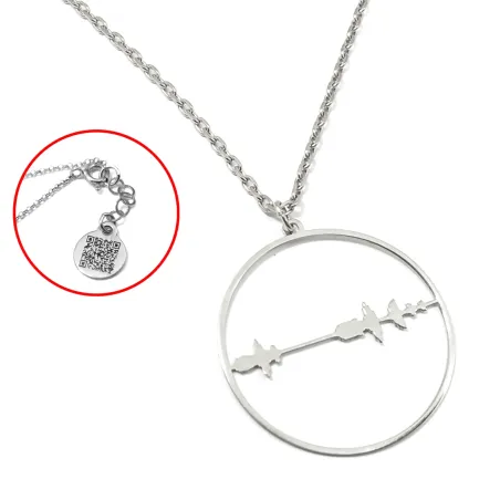 Κολιέ με κομμένη κυματομορφή ενός ήχου σε ασημένια πλακέτα