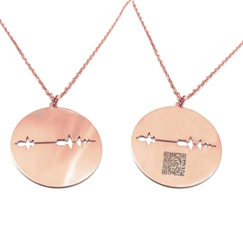 Gold plated sterling silver cut soundwave necklace, personalized waveform necklace Gold plated sterling silver cut soundwave necklace, personalized waveform necklace