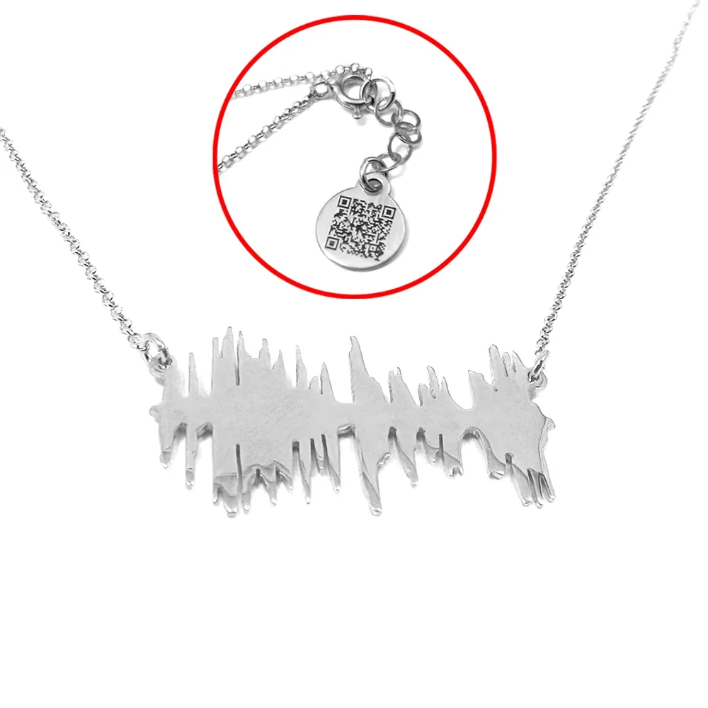 Silver platinum plated necklace with cut soundwave of your audio recording Silver platinum plated necklace with cut soundwave of your audio recording