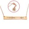 Silver rose gold plated soundwave necklace and QRcode on chain end, stainless steel chain