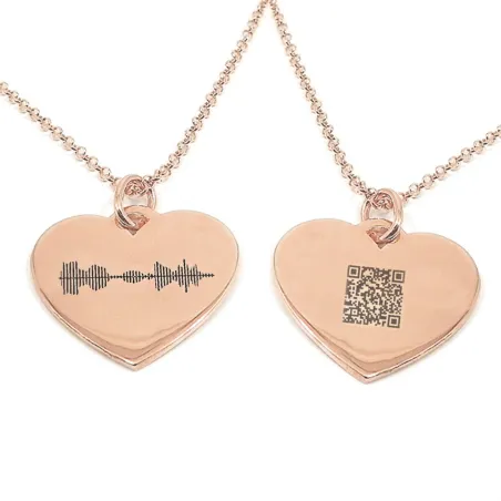 Silver rose gold plated soundwave necklace and QRcode engraved