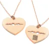 Silver rose gold plated cut soundwave heart  necklace and QRcode engraved