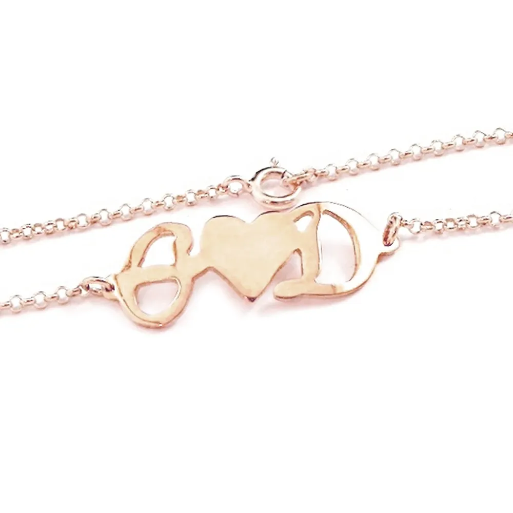 Sterling silver bracelet with your monograms rose gold plated Sterling silver bracelet with your monograms rose gold plated