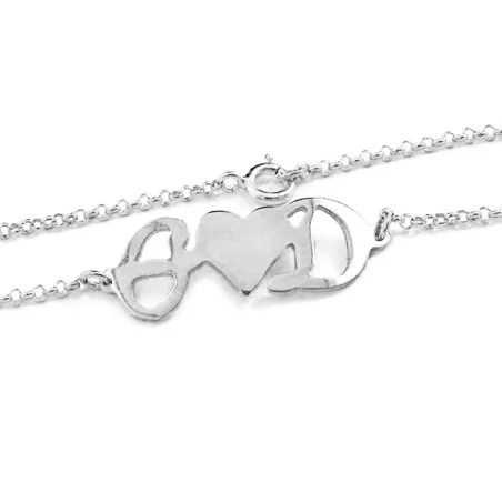 Βραχιόλι με μονογράμματα και αλυσίδα σε ασήμι 925 με ροζ επιχρύσωμα