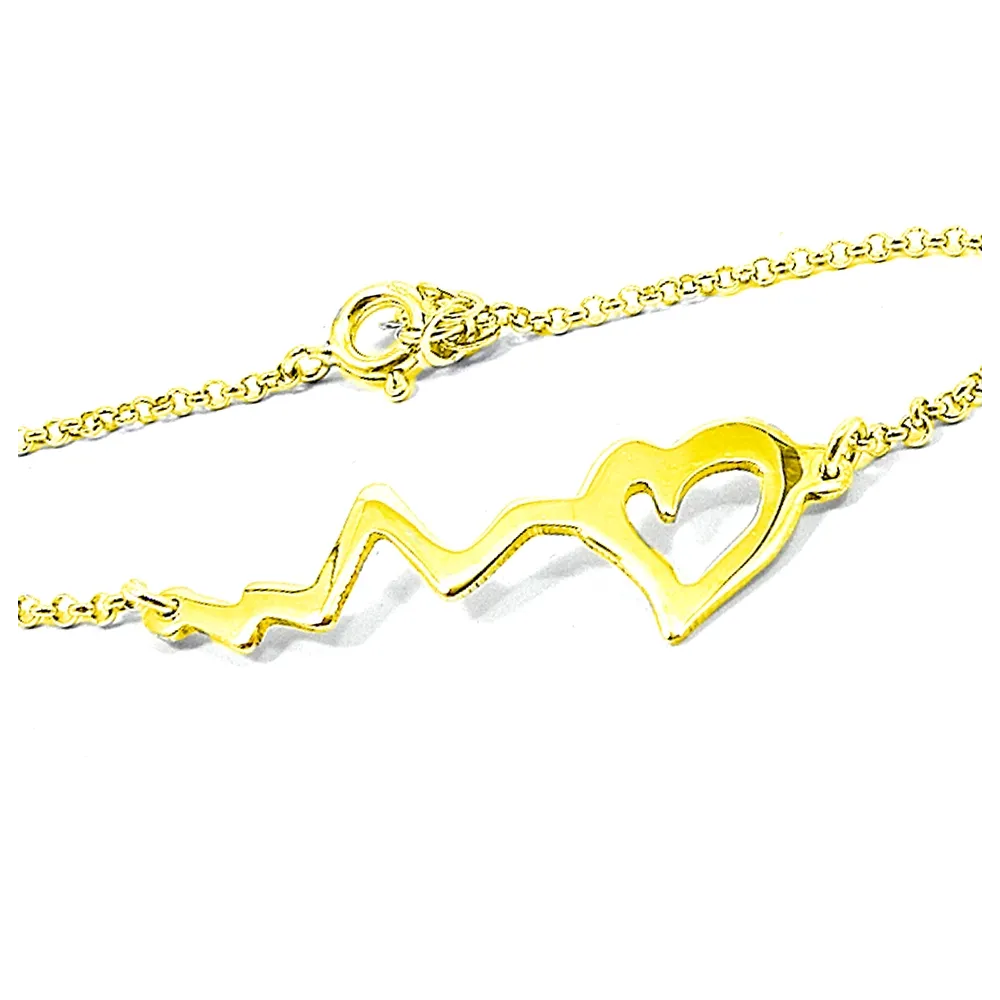 Silver gold plated bracelet with your heartbeat and a heart