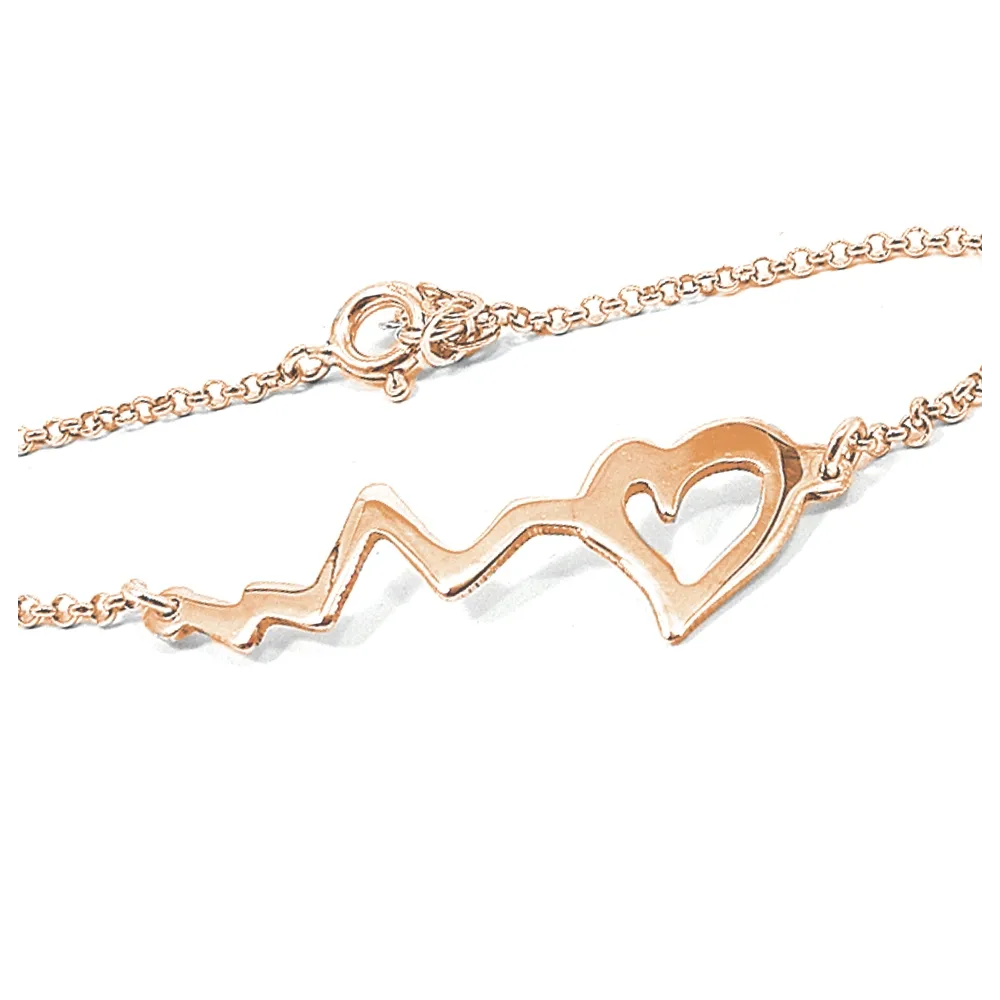 Silver rose gold plated bracelet with your heartbeat and a heart Silver rose gold plated bracelet with your heartbeat and a heart