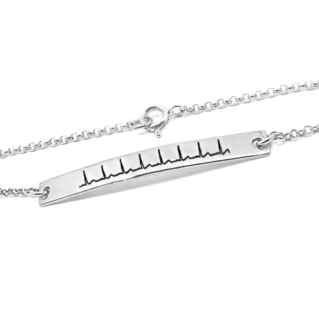 Ασημένιο επιπλατινωμένο βραχιόλι με το δικό σας καρδιογράφημα χαραγμένο