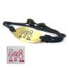 Silver gold plated double wrapped bracelet with engraving of children's drawing with a black cord Silver gold plated double wrapped bracelet with engraving of children's drawing with a black cord