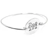 Silver platinum plated bangle bracelet with engraving of children's drawing