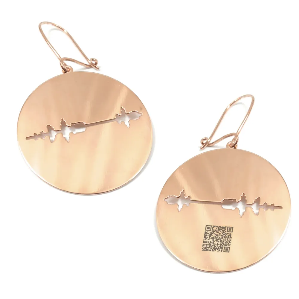 Gold plated sterling silver cut soundwave earrings