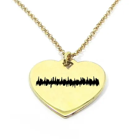 Ασημένιο επιχρυσωμένο κολιέ με το δικό σας καρδιογράφημα χαραγμένο σε καρδιά