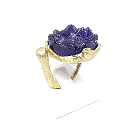 Brass ring with resin stone OP4043620