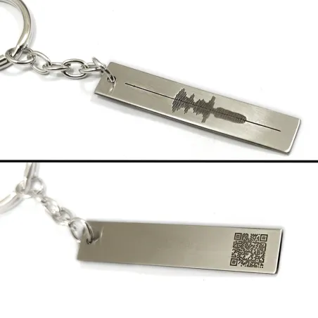 Personal soundwave keychain + QRcode engraved