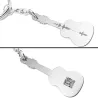 Silver guitar keychain with your personal message soundwave + QRcode engraved Silver guitar keychain with your personal message soundwave + QRcode engraved
