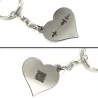 Nickel silver heart keychain with your personal message soundwave + QRcode engraved