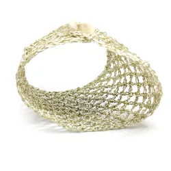 Handmade bracelet with knitted wire, silver, steel and pearls