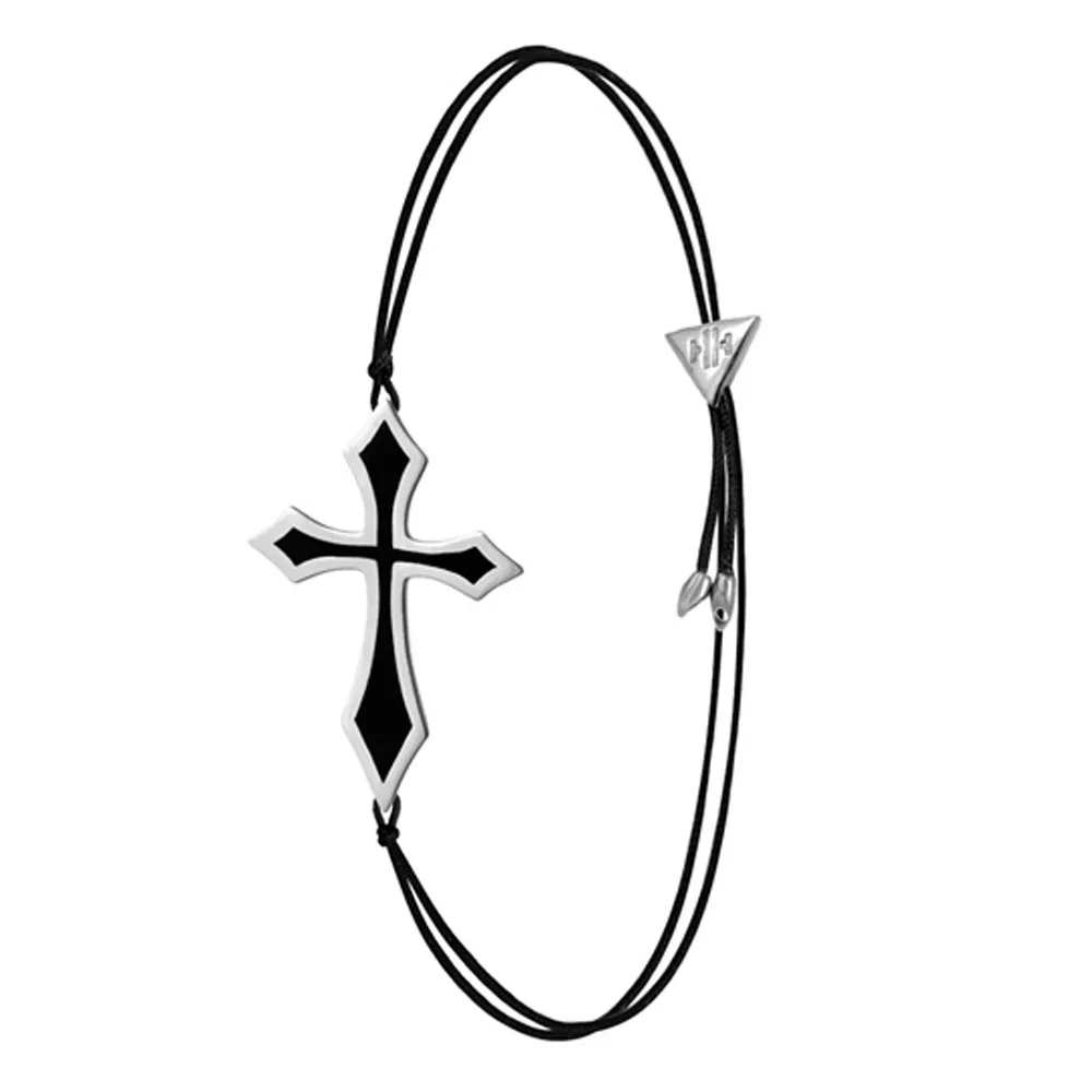 B23 CROSS BRACELET (platinum plated,black Enamel) B23 CROSS BRACELET (platinum plated,black Enamel)