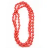 Long Silk fabric necklace and wooden beads