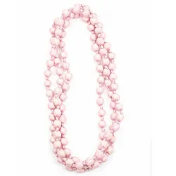 Long Silk fabric necklace and wooden beads