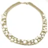 Handmade necklace with knitted wire, silver, steel and pearls