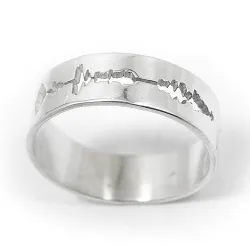 Personal soundwave ring 5mm, personalized waveform ring, sterling silver