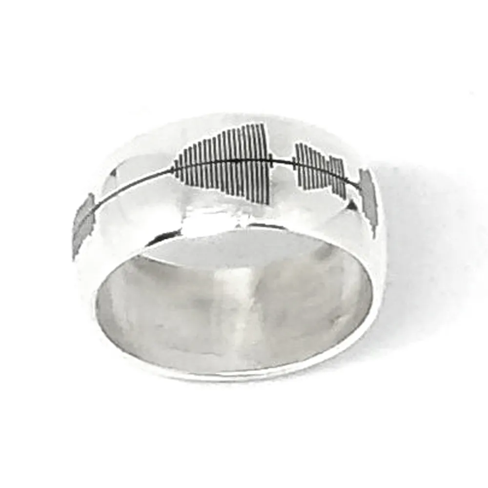 Personal soundwave convex ring 9mm, personalized waveform ring