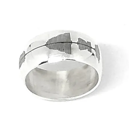 Personal soundwave convex ring 9mm, personalized waveform ring
