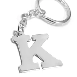 Kechain with big silver monogram, stainless steel keyring
