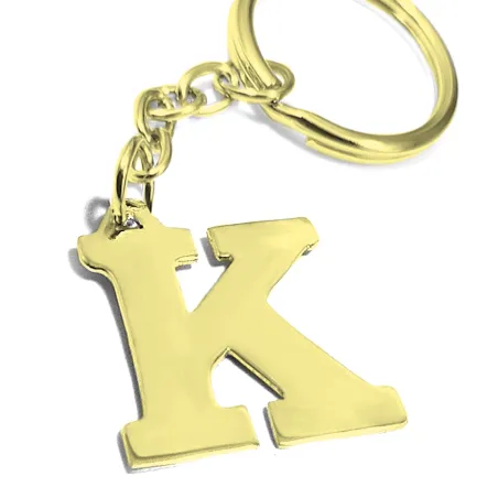 Kechain with big brass monogram, stainless steel keyring