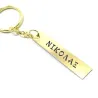 Keychain with engraved name on brass tag, stainless steel keyring