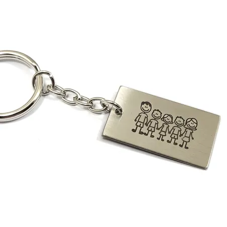 Keychain with your family engraved on a nickel silver plate