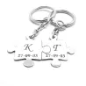 Double keyring with sterling silver puzzle pieces with monograms and date