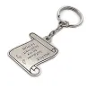 Nickel silver papyrus shaped keychain with engraved message