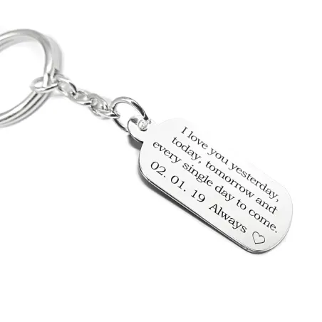 Μπρελόκ με πλακέτα από ασήμι 925 "I love you always..." και ημερομηνία