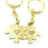 Double keyring with brass puzzle pieces with monograms