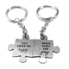 Double keyring with nickel silver puzzle pieces "You make me happy..."