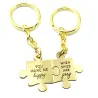 Double keyring with brass puzzle pieces "You make me happy..."